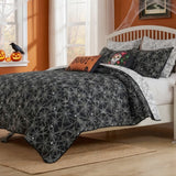 Greenland Home Fashions Spinderella 100% Polyester Reversible Coverlet Set Black