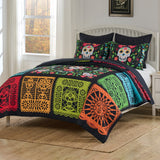 Greenland Home Fashions Day of the Dead Brushed Microfiber Reversible Quilt Set Multi