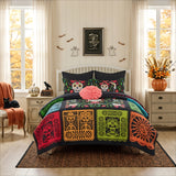 Greenland Home Fashions Day of the Dead Brushed Microfiber Reversible Quilt Set Multi