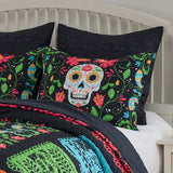 Greenland Home Fashions Day of the Dead Microfiber Face Cotton Back Pillow Sham Standard 20x26 Multi