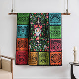 Greenland Home Fashions Day of the Dead Microfiber Face Cotton Back Accessory Throw 50x60 Multi