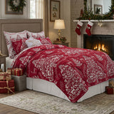 Greenland Home Fashions 100% Jacquard Woven Polyester Noella Coverlet Set Red