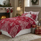 Greenland Home Fashions 100% Jacquard Woven Polyester Noella Coverlet Set Red
