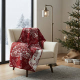 Greenland Home Fashions 100% Jacquard Woven Polyester Noella Accessory Throw Blanket 50" x 60" Red