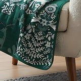 Greenland Home Fashions 100% Jacquard Woven Polyester Noella Accessory Throw Blanket 50" x 60" Green