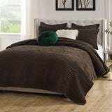 Greenland Home Fashions Chenille Velvet Crush Quilt Set Chocolate