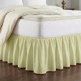 Greenland Home Fashions Cotton Blend Landris Solid Ruffled Bed Skirt 16" Drop Light Green