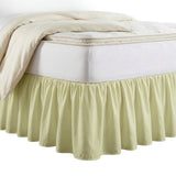 Greenland Home Fashions Cotton Blend Landris Solid Ruffled Bed Skirt 16" Drop Light Green