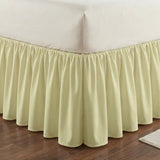 Greenland Home Fashions Cotton Blend Landris Solid Ruffled Bed Skirt 16" Drop Light Green