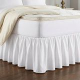 Greenland Home Fashions Cotton Blend Landris Solid Ruffled Bed Skirt 16" Drop White
