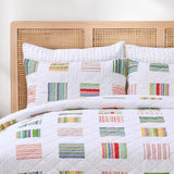 Greenland Home Fashions 100% Cotton Sailor Stripe Quilted Pillow Sham White