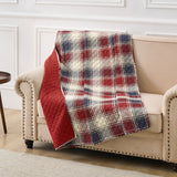 Greenland Home Fashions 100% Cotton Nicholas Plaid Reversible Accessory Throw Blanket 50" x 60" Blue
