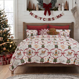 Greenland Home Fashions 100% Cotton 12 Days of Christmas Quilt Set Multicolor