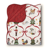 Greenland Home Fashions 100% Cotton 12 Days of Christmas Accessory Throw Blanket 50" x 60" Multicolor