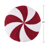 Greenland Home Fashions Cotton Blend Holiday Peppermint Decorative Pillow 14" Diameter Red