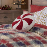 Greenland Home Fashions Cotton Blend Holiday Peppermint Decorative Pillow 14" Diameter Red
