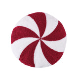 Greenland Home Fashions Cotton Blend Holiday Peppermint Decorative Pillow 14" Diameter Red