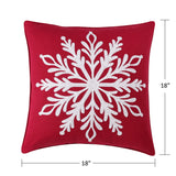 Greenland Home Fashions 100% Cotton Holiday Snowflake Decorative Pillow 18" x 18" Red