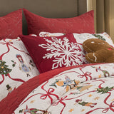 Greenland Home Fashions 100% Cotton Holiday Snowflake Decorative Pillow 18" x 18" Red