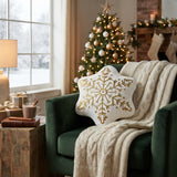 Greenland Home Fashions 100% Holiday Snowflake Decorative Pillow 18" Diameter White