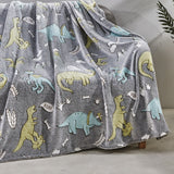 Dino Friends Micro Plush All Season Throw Blanket 50" X 60" Gray by Plazatex