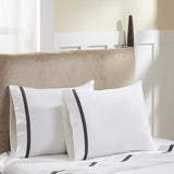 Hotel Concepts 500 Thread Count Deep Pocket Tonal Cotton Sateen Sheet - 4 Piece Set - White/Purple