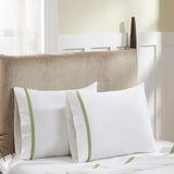 Hotel Concepts 500 Thread Count Deep Pocket Tonal Cotton Sateen Sheet - 4 Piece Set - White/Celadon