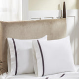 Hotel Concepts 500 Thread Count Deep Pocket Tonal Cotton Sateen Sheet - 4 Piece Set - White/Purple