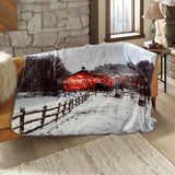 Shavel 100% Polyester Luxury High Pile Oversized Red Barn One Size Luxury Throw 60x80 Multi