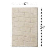 Knightsbridge Stylish And Comfortable All Season Traditional New Tile Design Bath Rug 17" X 24" Ivory
