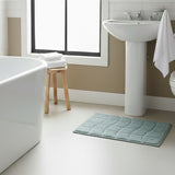 Knightsbridge Stylish And Comfortable All Season Traditional New Tile Design Cotton Bath Rug 17" X 24" Light Blue