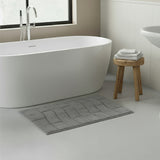 Knightsbridge Stylish And Comfortable All Season Traditional New Tile Design Cotton Bath Rug 17" X 24" Silver