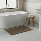 Knightsbridge Stylish And Comfortable All Season Traditional New Tile Design Cotton Bath Rug 17" X 24" Stone