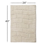 Knightsbridge Stylish And Comfortable All Season Traditional New Tile Design Cotton Bath Rug 24" X 40" Ivory