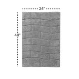 Knightsbridge Stylish And Comfortable All Season Traditional New Tile Design Cotton Bath Rug 24" X 40" Silver