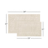 Knightsbridge Stylish And Comfortable Traditional Chain Design 2 PC Cotton Bath Rug Set 17"x24" & 21"x34" Ivory
