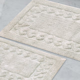 Knightsbridge Stylish And Comfortable Traditional Chain Design 2 PC Cotton Bath Rug Set 17"x24" & 21"x34" Ivory