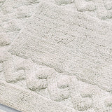 Knightsbridge Stylish And Comfortable Traditional Chain Design 2 PC Cotton Bath Rug Set 17"x24" & 21"x34" Ivory
