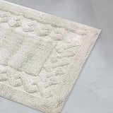 Knightsbridge Stylish And Comfortable Traditional Chain Design 2 PC Cotton Bath Rug Set 17"x24" & 21"x34" Ivory