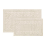 Knightsbridge Stylish And Comfortable Traditional Chain Design 2 PC Cotton Bath Rug Set 17"x24" & 21"x34" Ivory