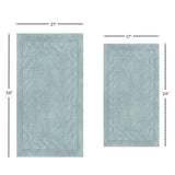 Knightsbridge Stylish And Comfortable Traditional Chain Design 2 PC Cotton Bath Rug Set 17"x24" & 21"x34" Light Blue