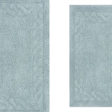 Knightsbridge Stylish And Comfortable Traditional Chain Design 2 PC Cotton Bath Rug Set 17"x24" & 21"x34" Light Blue