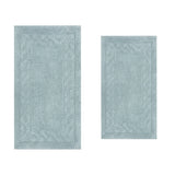 Knightsbridge Stylish And Comfortable Traditional Chain Design 2 PC Cotton Bath Rug Set 17"x24" & 21"x34" Light Blue