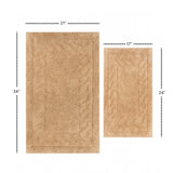 Knightsbridge Stylish And Comfortable Traditional Chain Design 2 PC Cotton Bath Rug Set 17"x24" & 21"x34" Natural