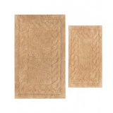 Knightsbridge Stylish And Comfortable Traditional Chain Design 2 PC Cotton Bath Rug Set 17"x24" & 21"x34" Natural