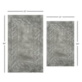 Knightsbridge Stylish And Comfortable Traditional Chain Design 2 PC Cotton Bath Rug Set 17"x24" & 21"x34" Silver