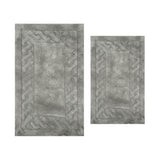 Knightsbridge Stylish And Comfortable Traditional Chain Design 2 PC Cotton Bath Rug Set 17"x24" & 21"x34" Silver