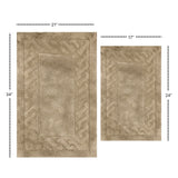 Knightsbridge Stylish And Comfortable Traditional Chain Design 2 PC Cotton Bath Rug Set 17"x24" & 21"x34" Stone