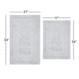 Knightsbridge All Season Traditional Chain Design 2 Piece Cotton Bath Rug Set 17"X24" & 21"X34" White