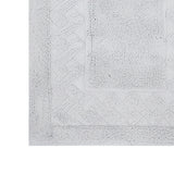 Knightsbridge All Season Traditional Chain Design 2 Piece Cotton Bath Rug Set 17"X24" & 21"X34" White